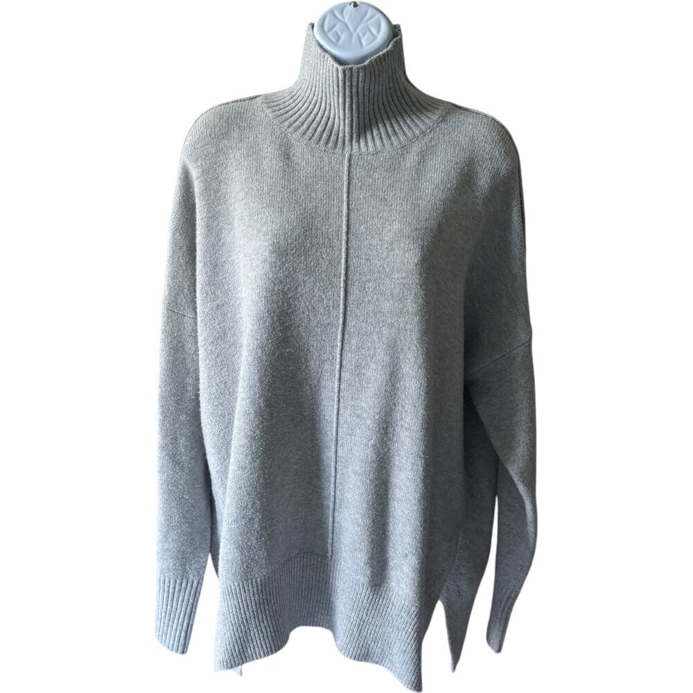 French Connection Turtleneck Sweater Gray Soft Knit Relaxed Fit Cozy Winter